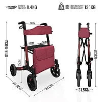 Walking aid, foldable, with a shopping bag, red