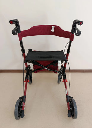 Walking aid, foldable, with a shopping bag, red